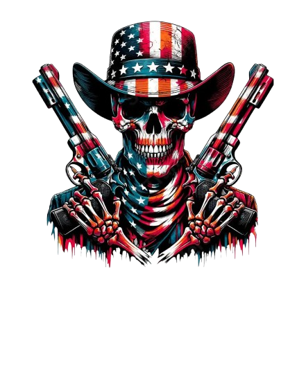 America skull six shooter